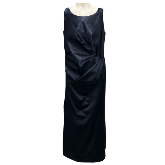FENDI MIDNIGHT BLUE DRAPED DUCHESS SATIN DRESS - Picture 1 of 5